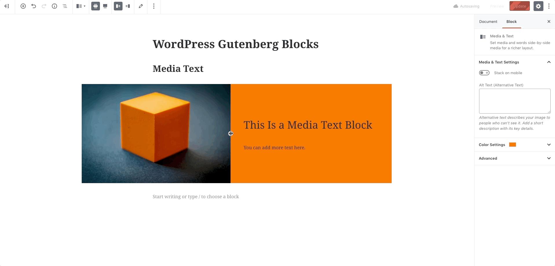 wordpress-gutenberg-block-media｜ワードプレスグーテンベルグ 画像とテキスト