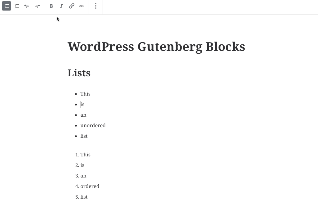 wordpress-gutenberg-list
